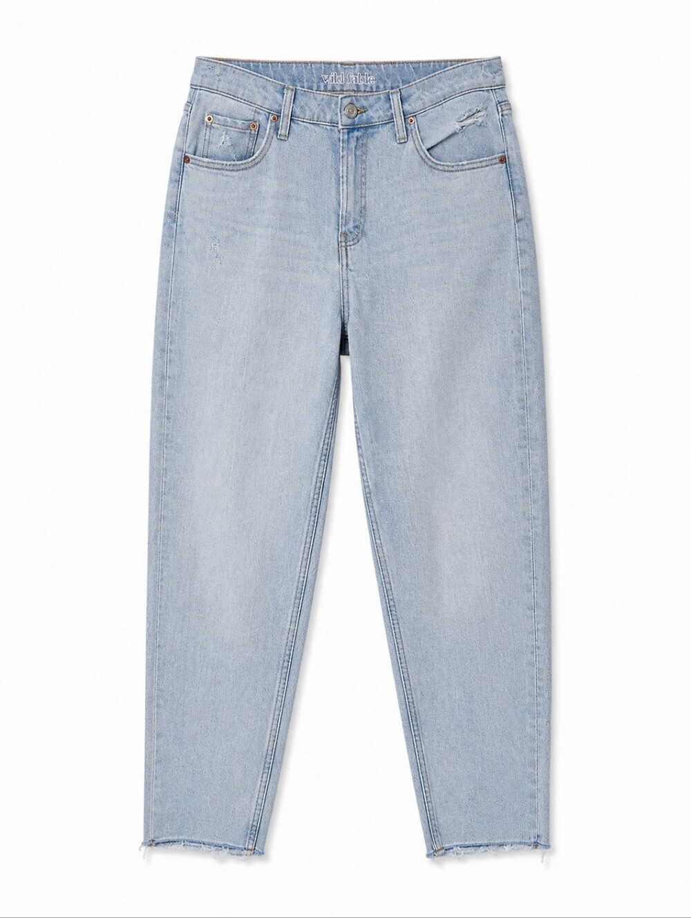 90s Y2K Light Wash High Rise Mom Jeans Distressed Raw Hem Size 12